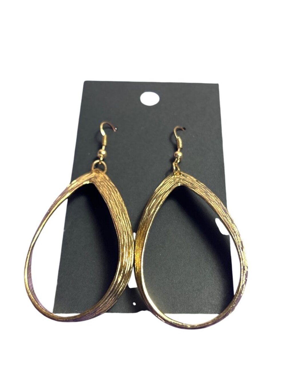 Vintage Y2K Brushed Goldtone Teardrop Dangle Earrings Statement 2.25 inches